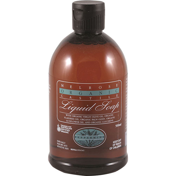 Melrose Organic Castile Liquid Soap Peppermint Refill 500ml