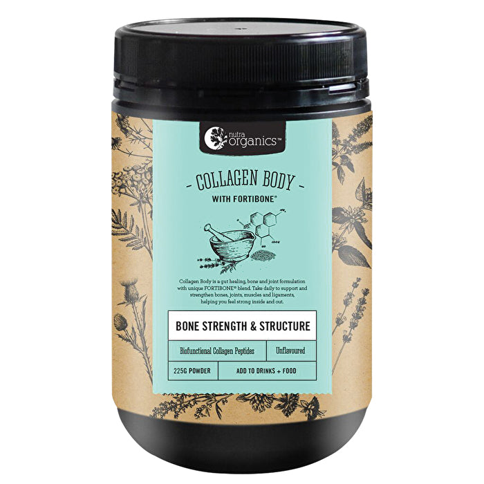 Nutra Organics Collagen Body with Fortibone (Bone Strength & Structure) Unflavoured 225g Powder