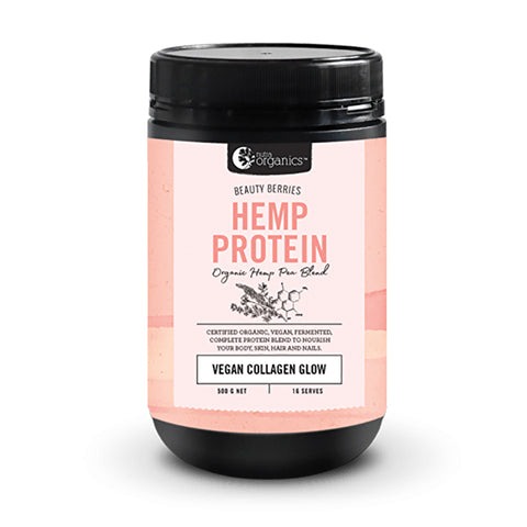 Nutra Organics Hemp Protein (Organic Hemp Pea Blend - Vegan Collagen Glow) Beauty Berries 500g