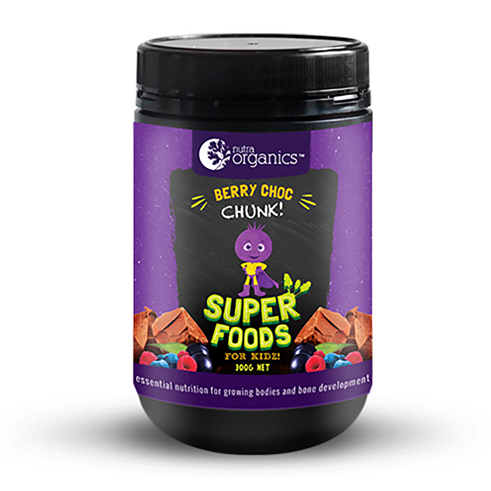 Nutra Organics Super Foods for Kidz Berry Choc Chunk 300g Powder