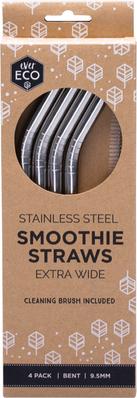 EVER ECO Stainless Steel Straws - Bent Smoothie Straws (Extra Wide)