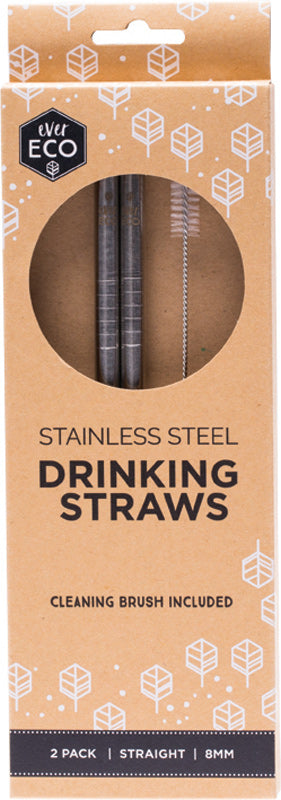 EVER ECO Stainless Steel Straws - Straight Includes Cleaning Brush