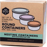 EVER ECO Stainless Steel Round Containers Spring Pastels - Leak Resistant