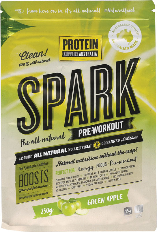 PROTEIN SUPPLIES AUST. Spark (All Natural Pre-workout) Green Apple