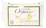 SIMPLY GENTLE ORGANIC 3 in 1 Cosmetic Wipe Cleanses, Tones, Moisturises