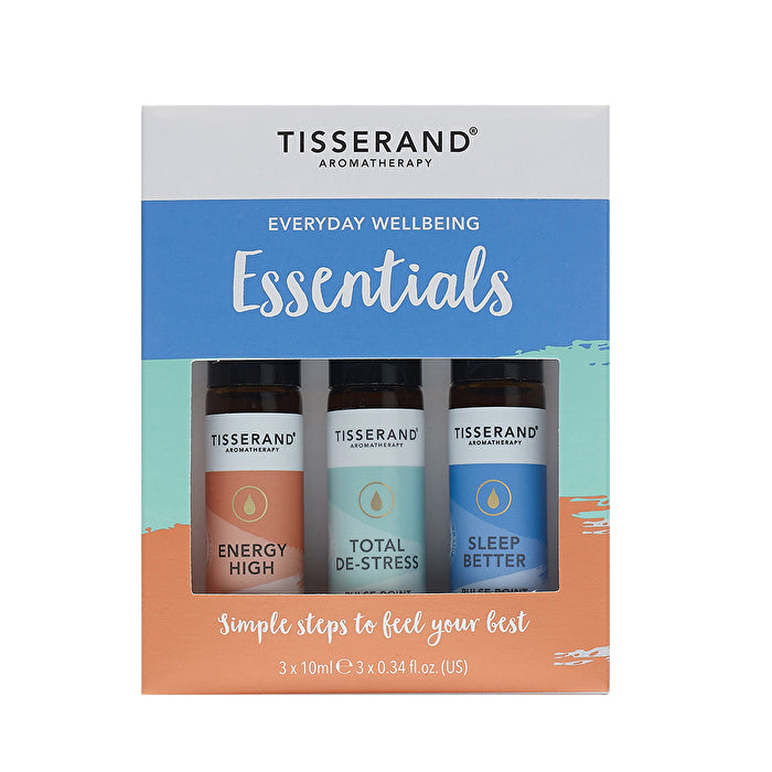 Tisserand Essential Oil Blend Roller Ball Everyday Wellbeing Essentials Kit 10ml x 3 Pack