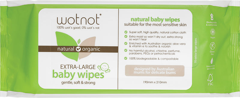 WOTNOT Baby Wipes - Alcohol Free 100% Biodegradable
